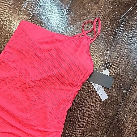 La Blanca Linea Costa Back One-Shoulder Coral Color One-piece Swimsuit - Picture 3 of 15